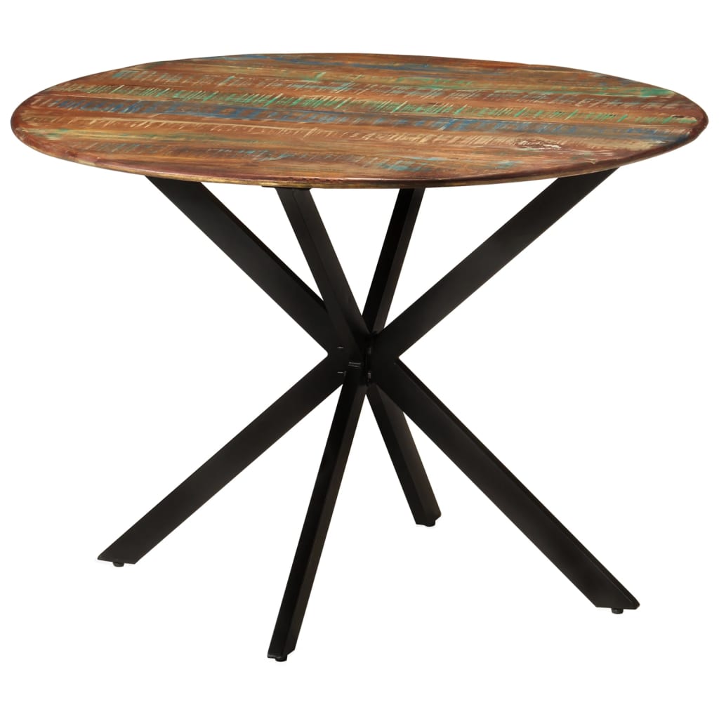 Dining Table Ø110X78 Cm Solid Wood Reclaimed And Steel