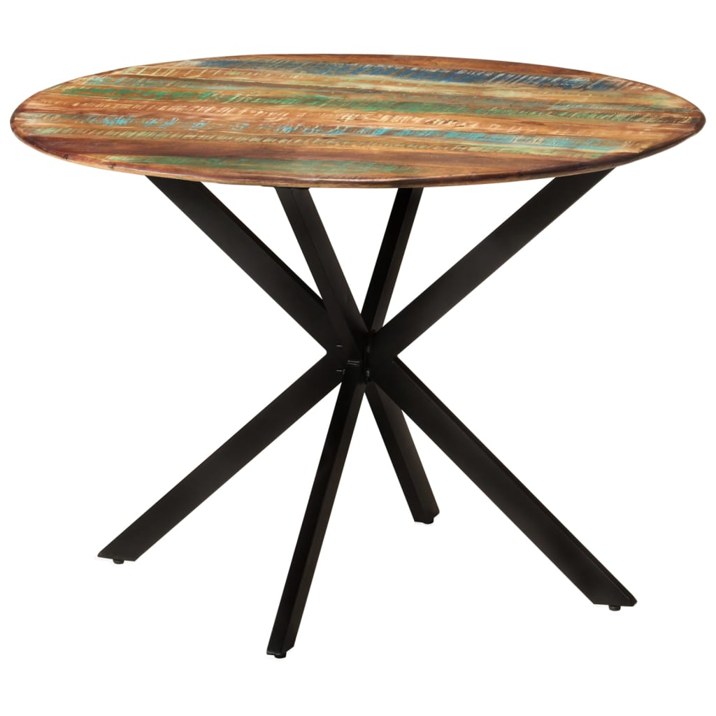 Dining Table Ø110X78 Cm Solid Wood Reclaimed And Steel