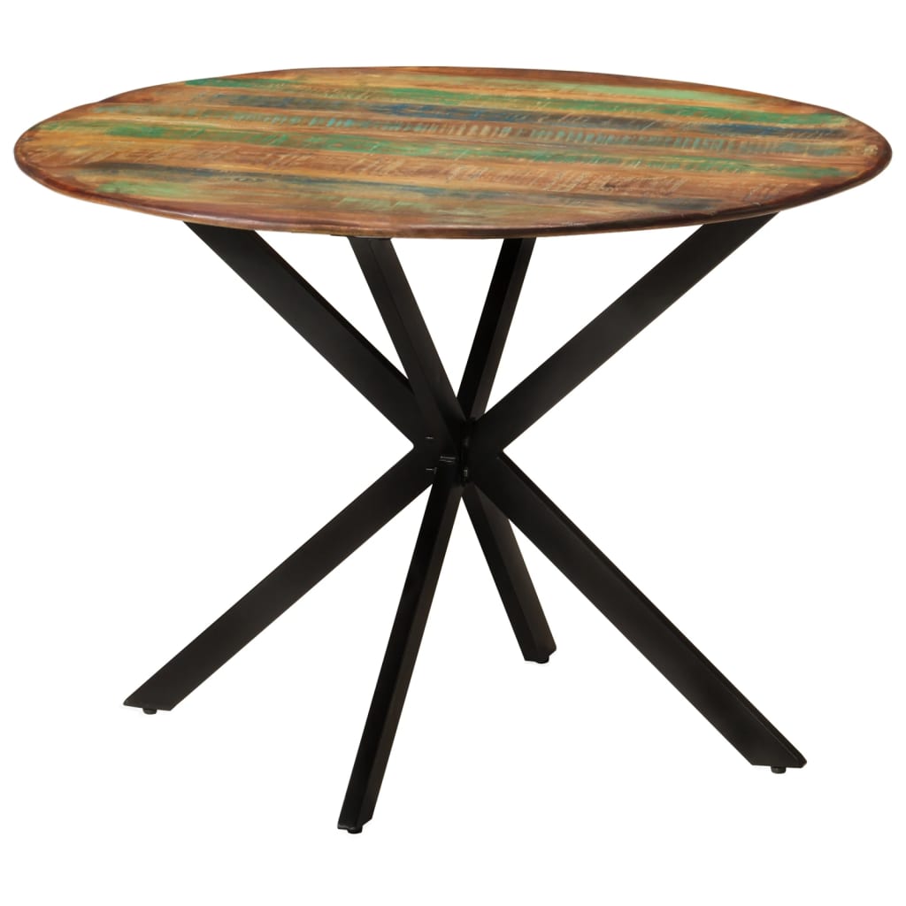 Dining Table Ø110X78 Cm Solid Wood Reclaimed And Steel