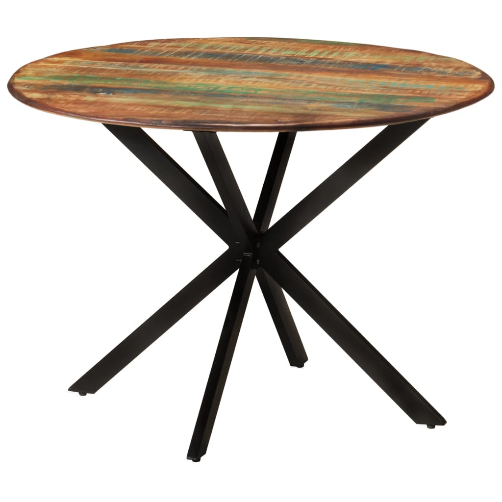 Dining Table Ø110X78 Cm Solid Wood Reclaimed And Steel