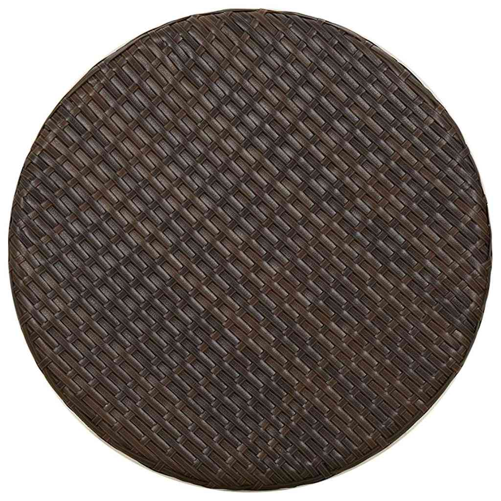 Garden Tea Table Brown Poly Rattan 45cm Round Outdoor Patio Weather Resistant