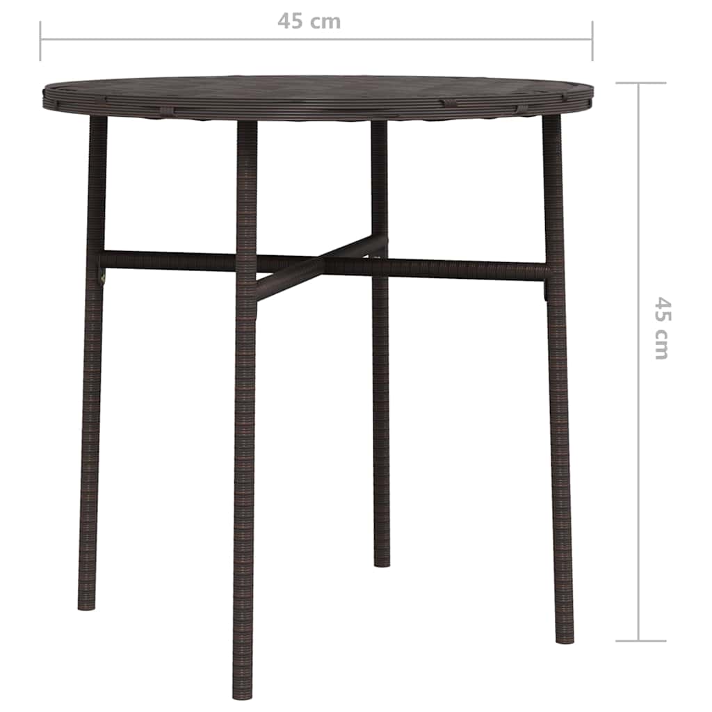 Outdoor Table Tea 45 Cm Poly Rattan Brown Grey Black PE Rattan PP Board Brown