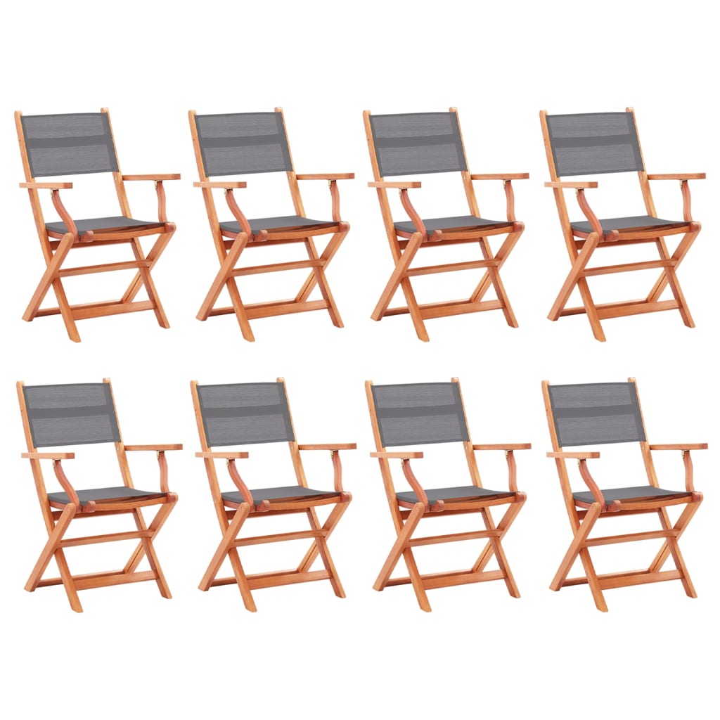 Folding Garden Chairs 2 Pcs Solid Eucalyptus Wood And Textilene