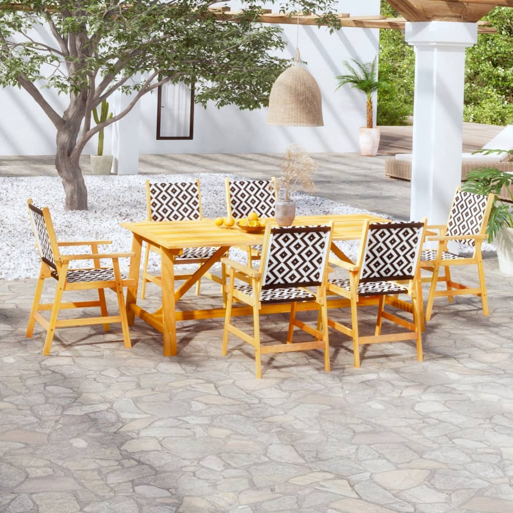 7 Piece Garden Dining Set Solid Acacia Wood