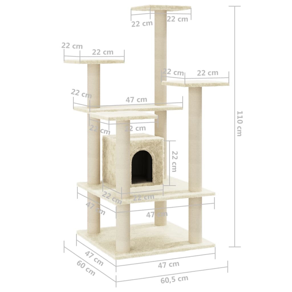 Cat Tree With Sisal Scratching Posts 110 Cm