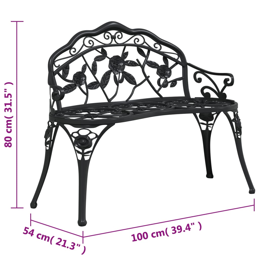 Garden Bench 100 Cm Cast Aluminium