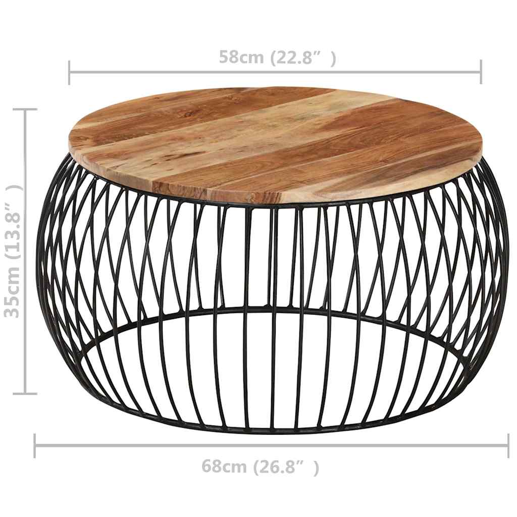 Coffee Table Multicolour Reclaimed Wood Iron Medium Durable 68 X 35 Cm Solid Rec