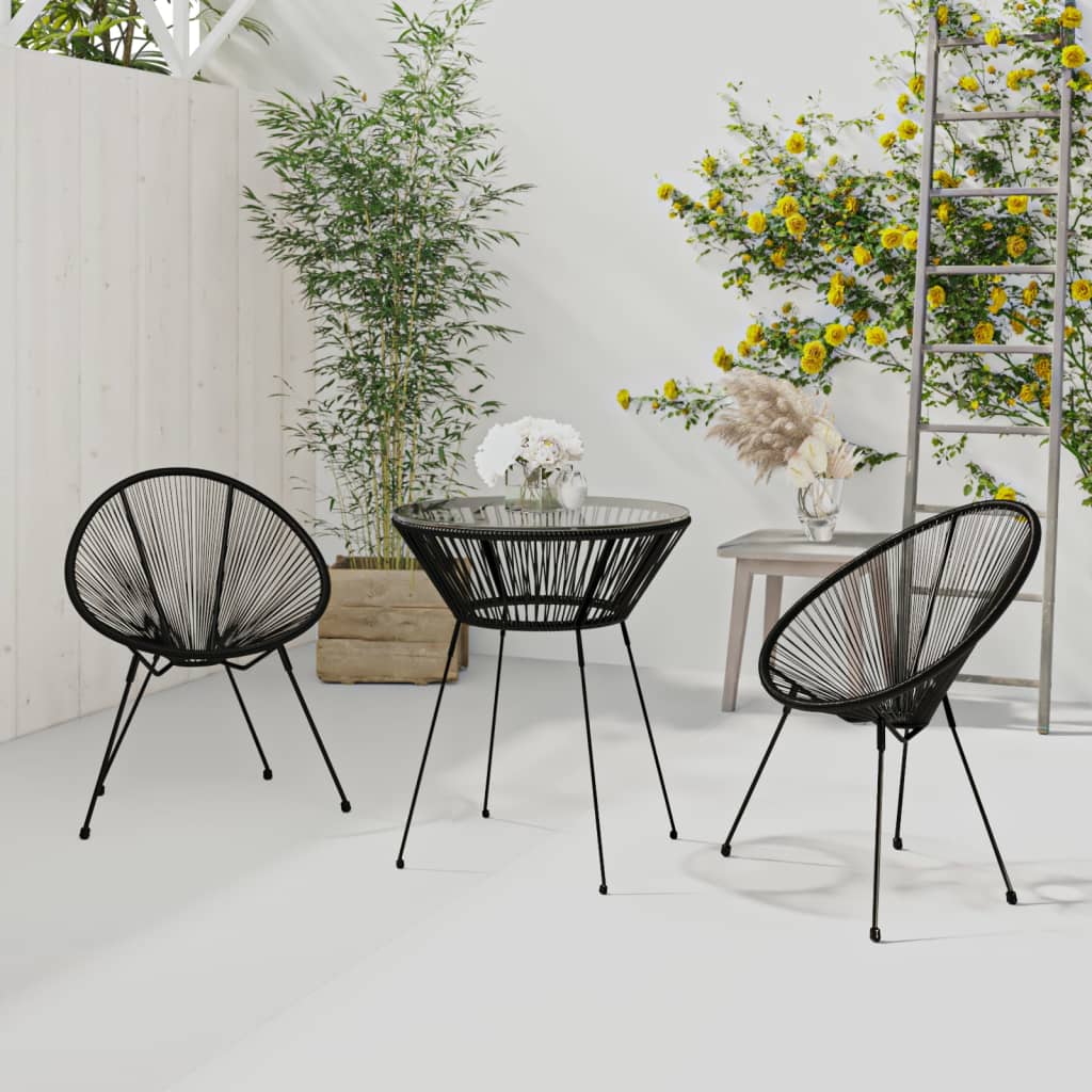 5 Piece Garden Dining Set Black