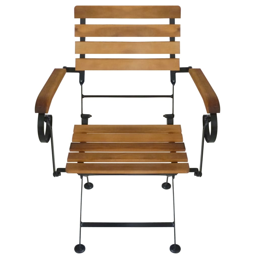 Folding Garden Chairs 4 Pcs Steel And Solid Wood Acacia
