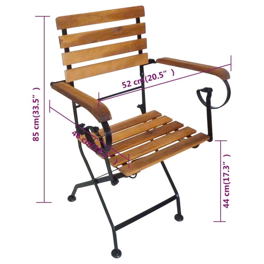 Folding Garden Chairs 4 Pcs Steel And Solid Wood Acacia