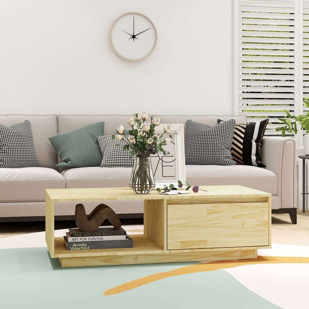 Coffee Table 110X50X33.5 Cm Solid Pinewood