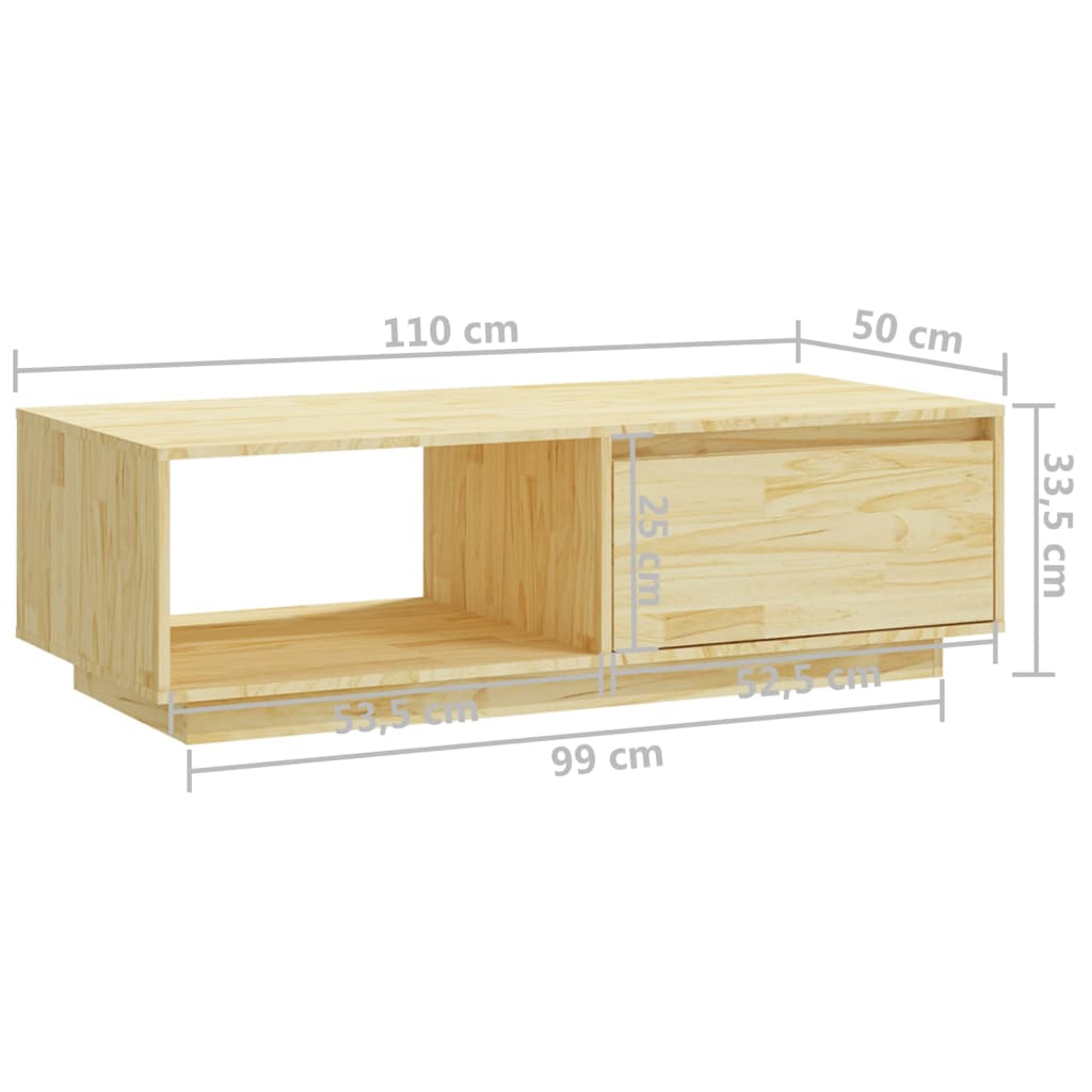 Coffee Table 110X50X33.5 Cm Solid Pinewood