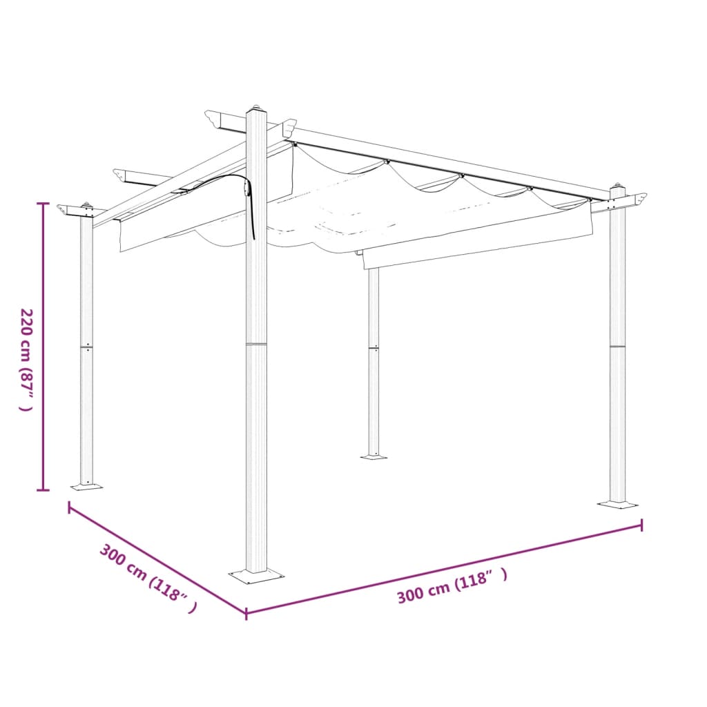 Garden Gazebo With Retractable Roof 3X3 M