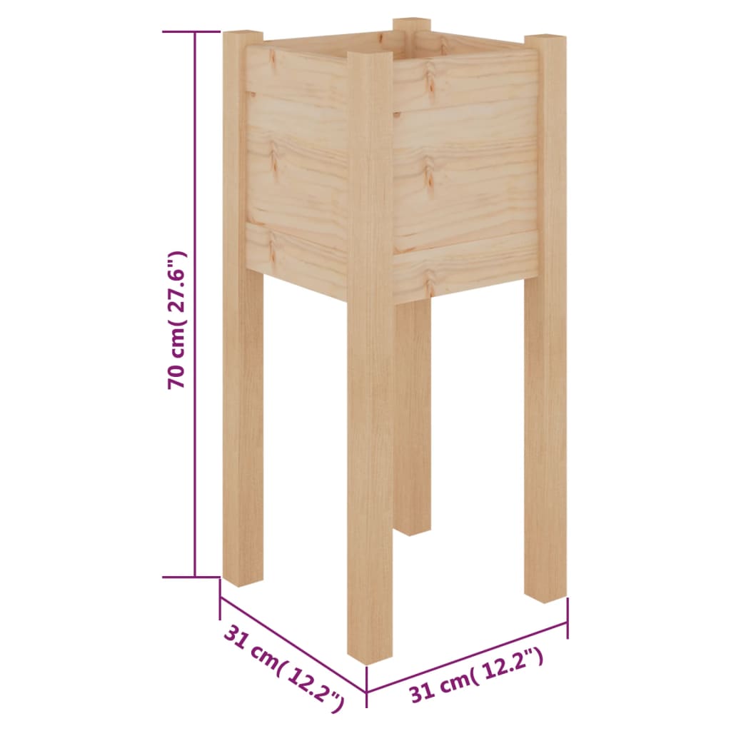 Garden Planter 31X31X70 Cm Solid Pinewood