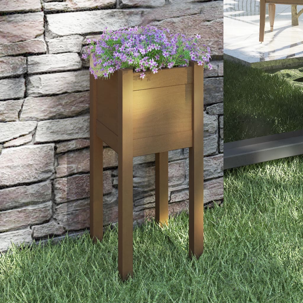 Garden Planter 31X31X70 Cm Solid Pinewood