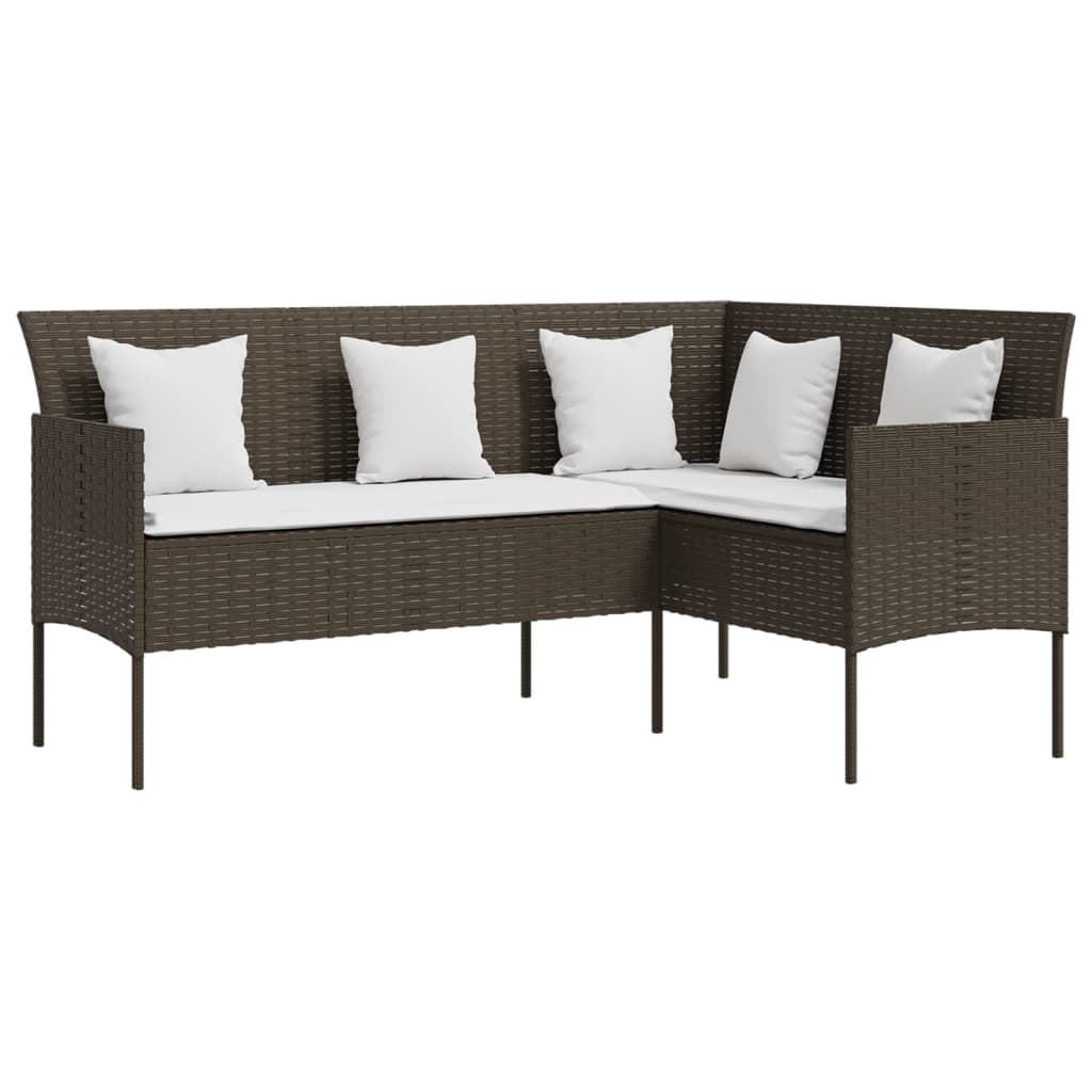 5 Piece L-Shaped Couch Sofa Set With Cushions Poly Rattan