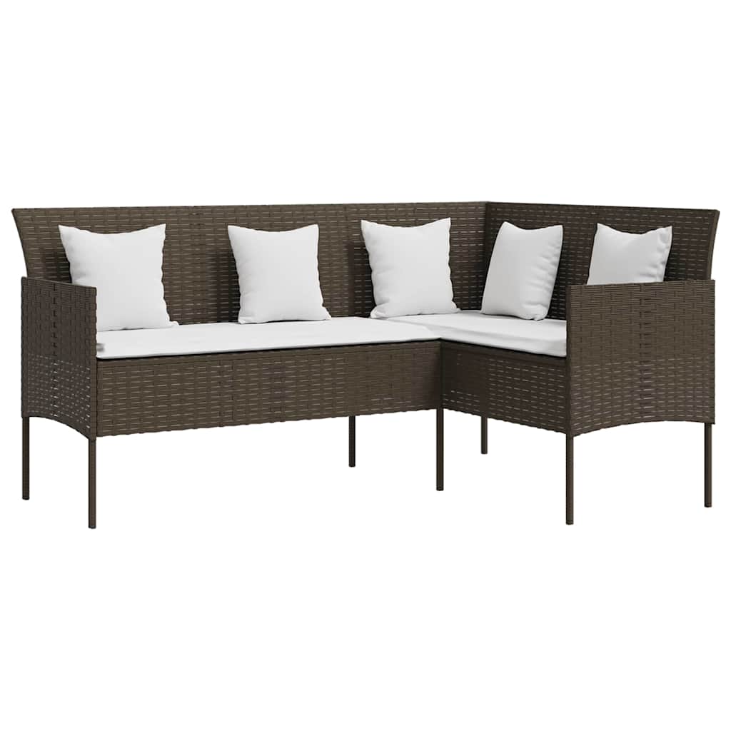 Outdoor Furniture Set 5 Piece L-Shaped Couch Sofa Cushions Poly Rattan brown 161