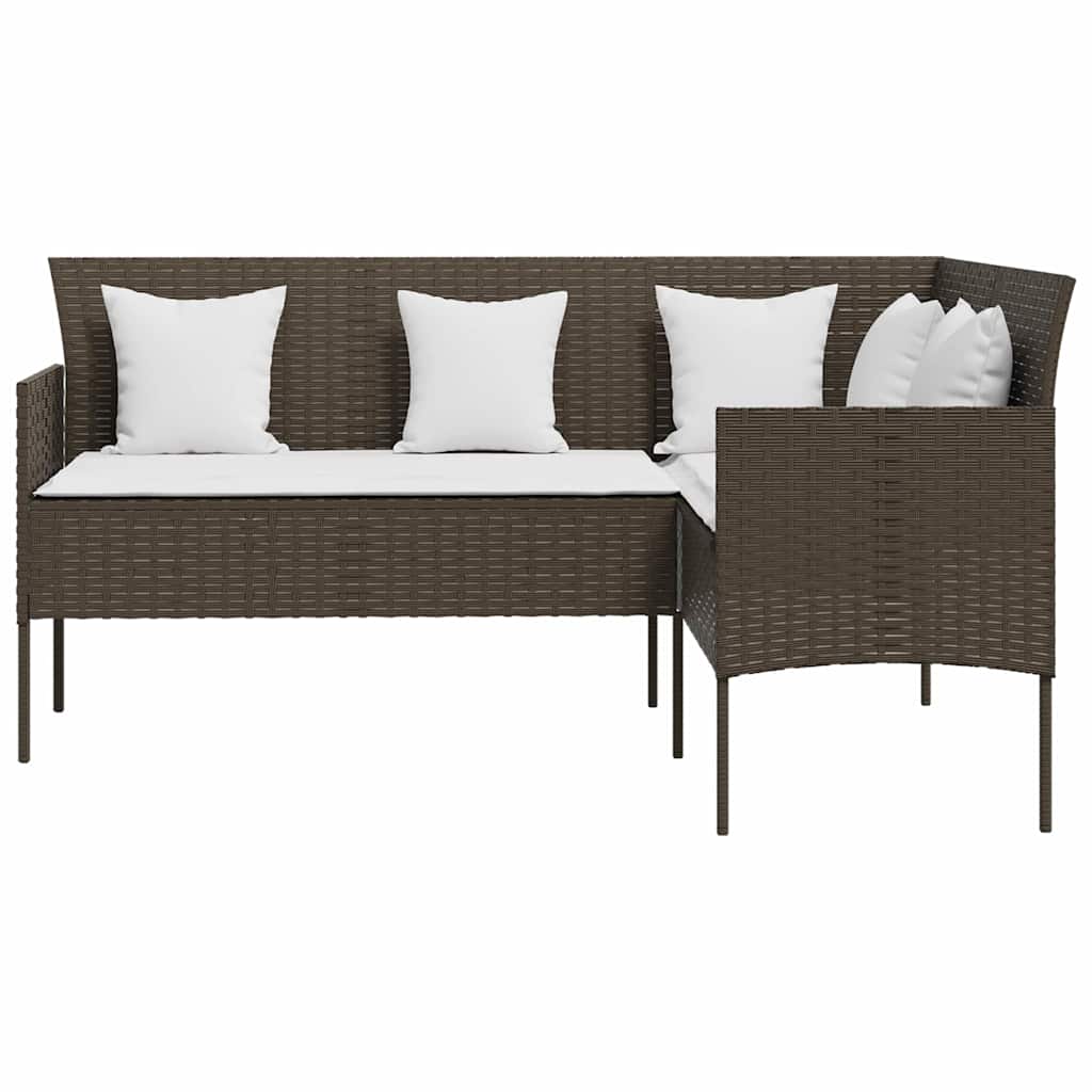 Outdoor Furniture Set 5 Piece L-Shaped Couch Sofa Cushions Poly Rattan brown 161
