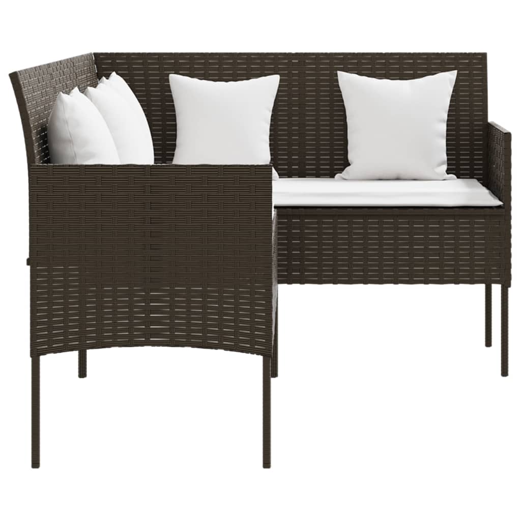5 Piece L-Shaped Couch Sofa Set With Cushions Poly Rattan