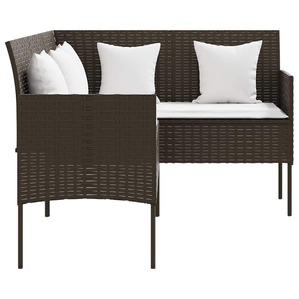 Outdoor Furniture Set 5 Piece L-Shaped Couch Sofa Cushions Poly Rattan brown 161