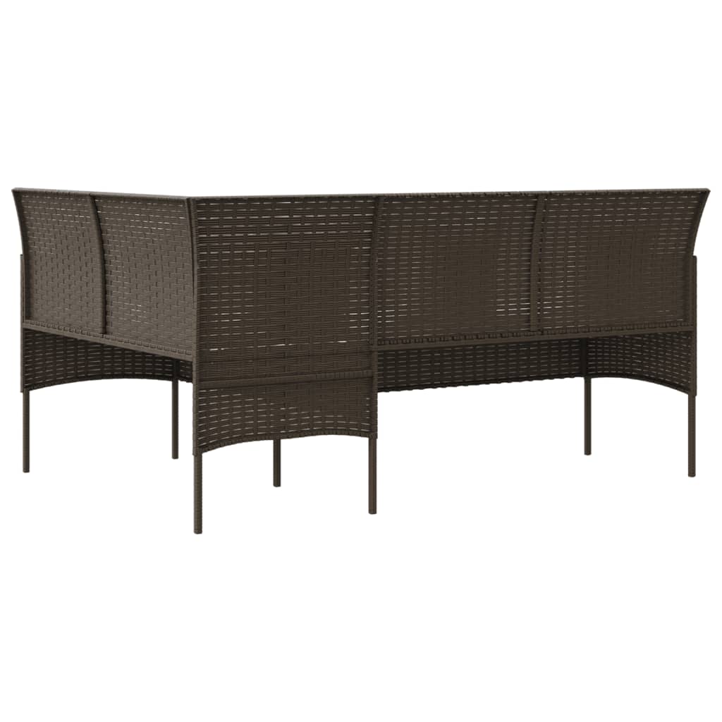 5 Piece L-Shaped Couch Sofa Set With Cushions Poly Rattan