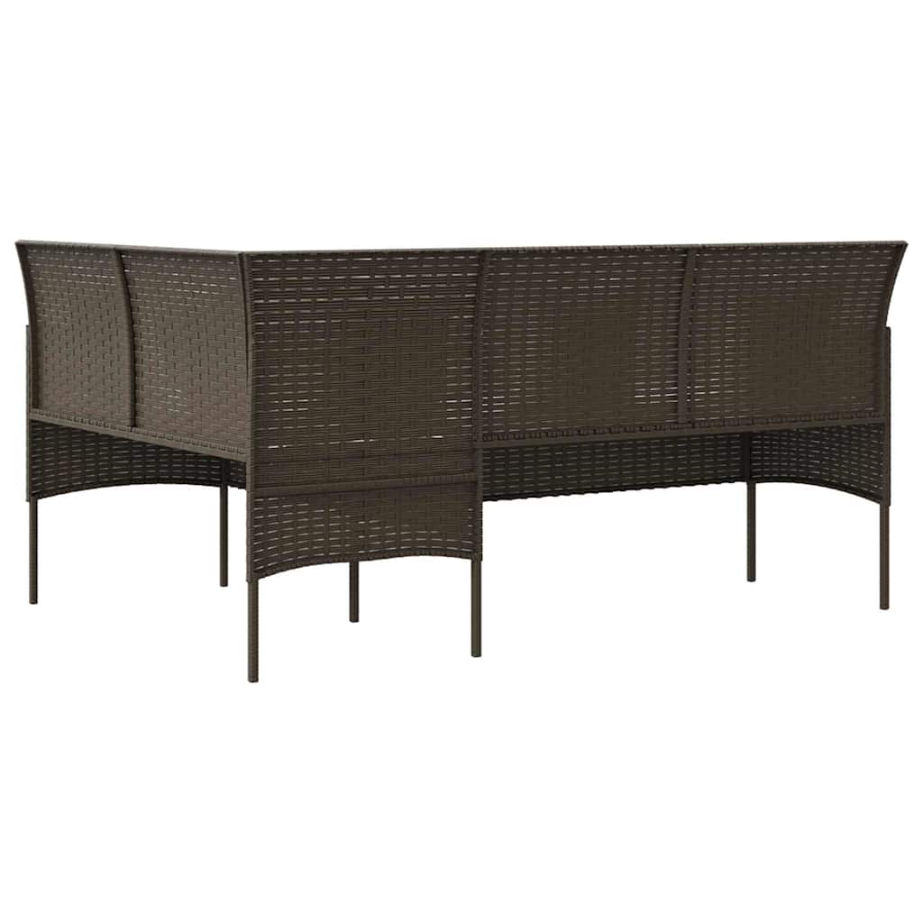 Outdoor Furniture Set 5 Piece L-Shaped Couch Sofa Cushions Poly Rattan brown 161
