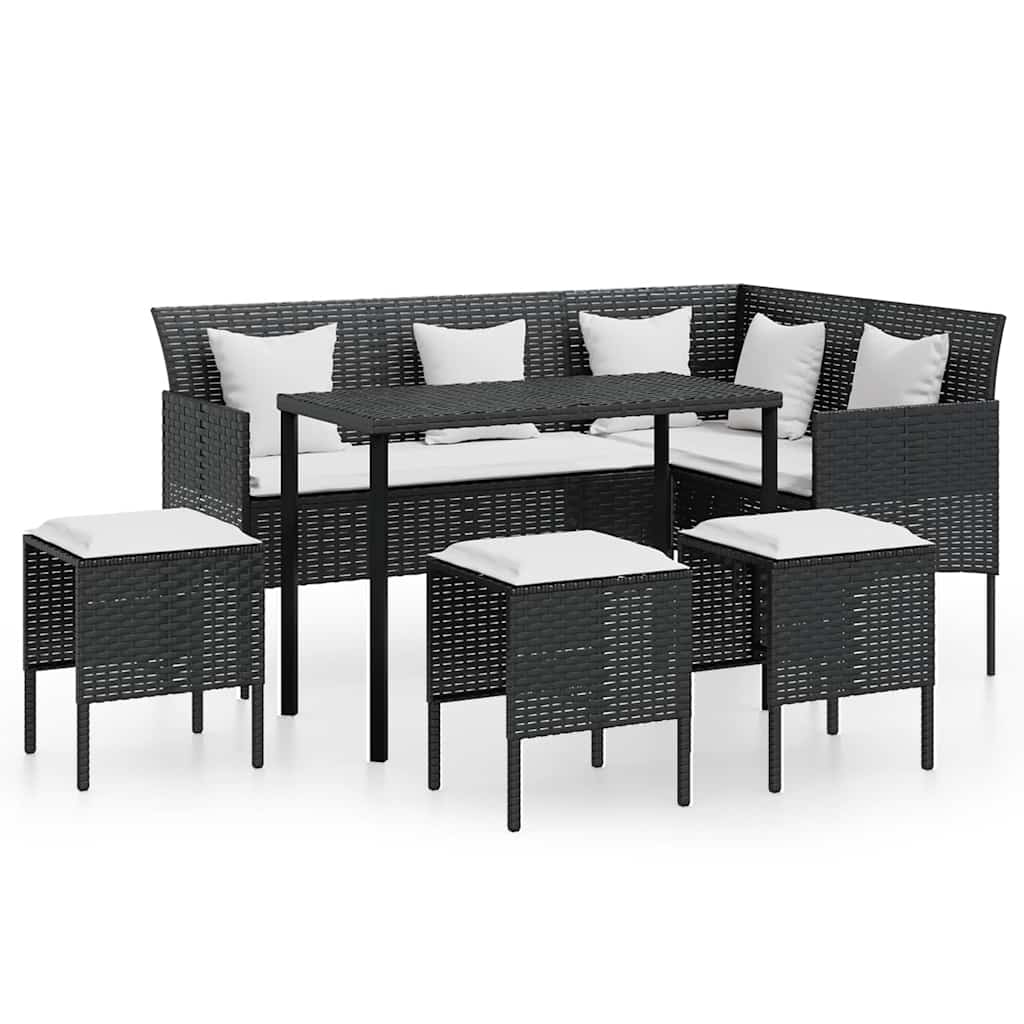 Outdoor Furniture Set 5 Piece L-Shaped Couch Sofa Cushions Poly Rattan brown 161