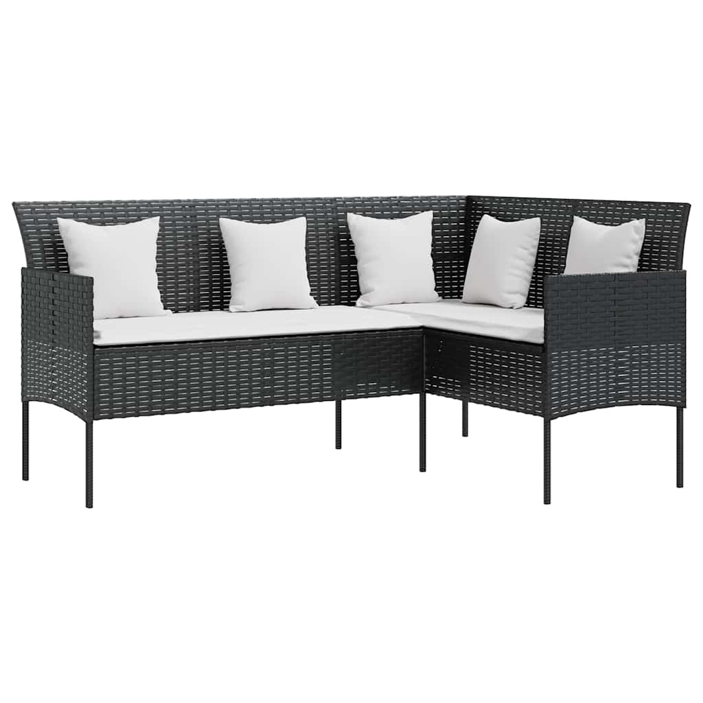 Outdoor Furniture Set 5 Piece L-Shaped Couch Sofa Cushions Poly Rattan brown 161