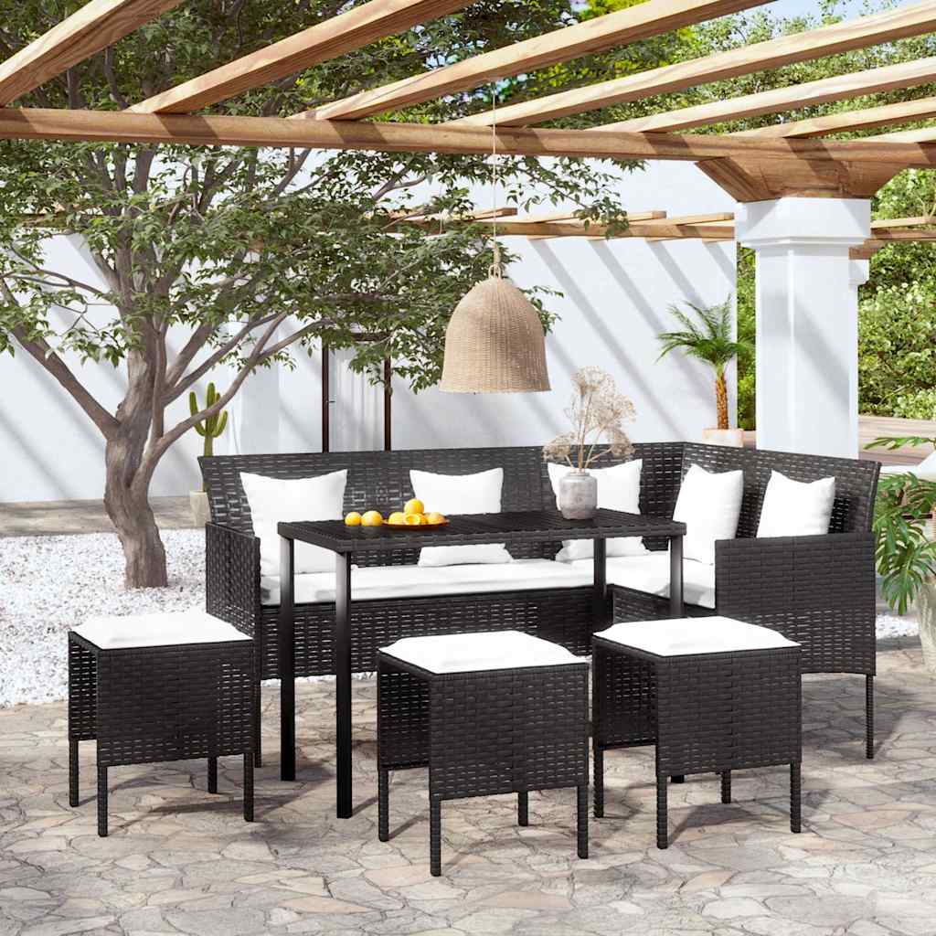 Outdoor Furniture Set 5 Piece L-Shaped Couch Sofa Cushions Poly Rattan brown 161