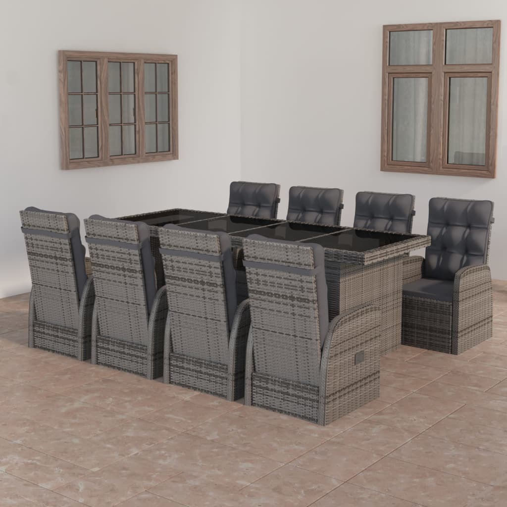 7 Piece Garden Dining Set With Cushions Poly Rattan