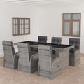 7 Piece Garden Dining Set With Cushions Poly Rattan