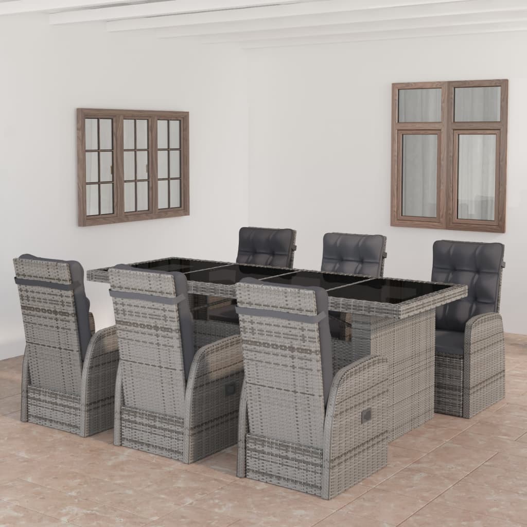 7 Piece Garden Dining Set With Cushions Poly Rattan