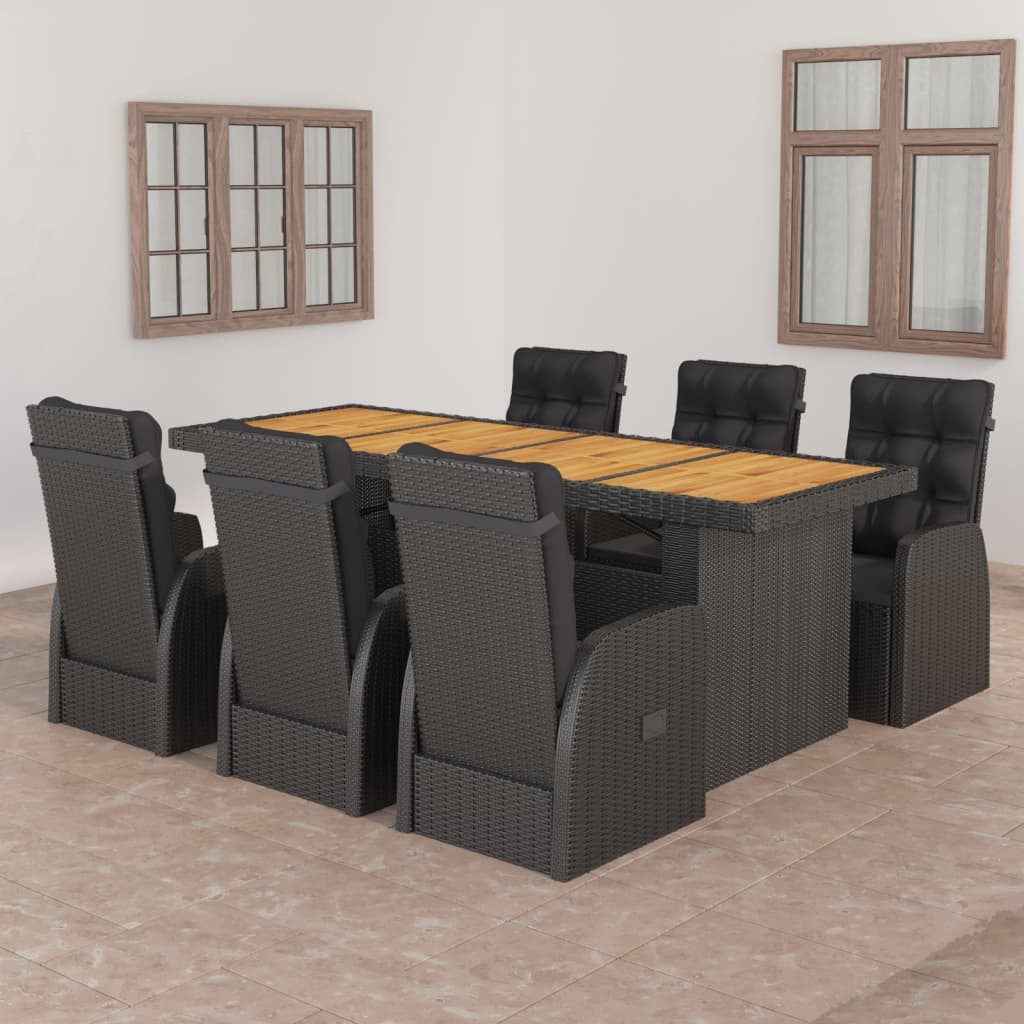 7 Piece Garden Dining Set With Cushions Poly Rattan