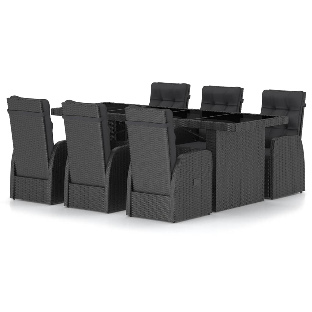 7 Piece Garden Dining Set With Cushions Poly Rattan