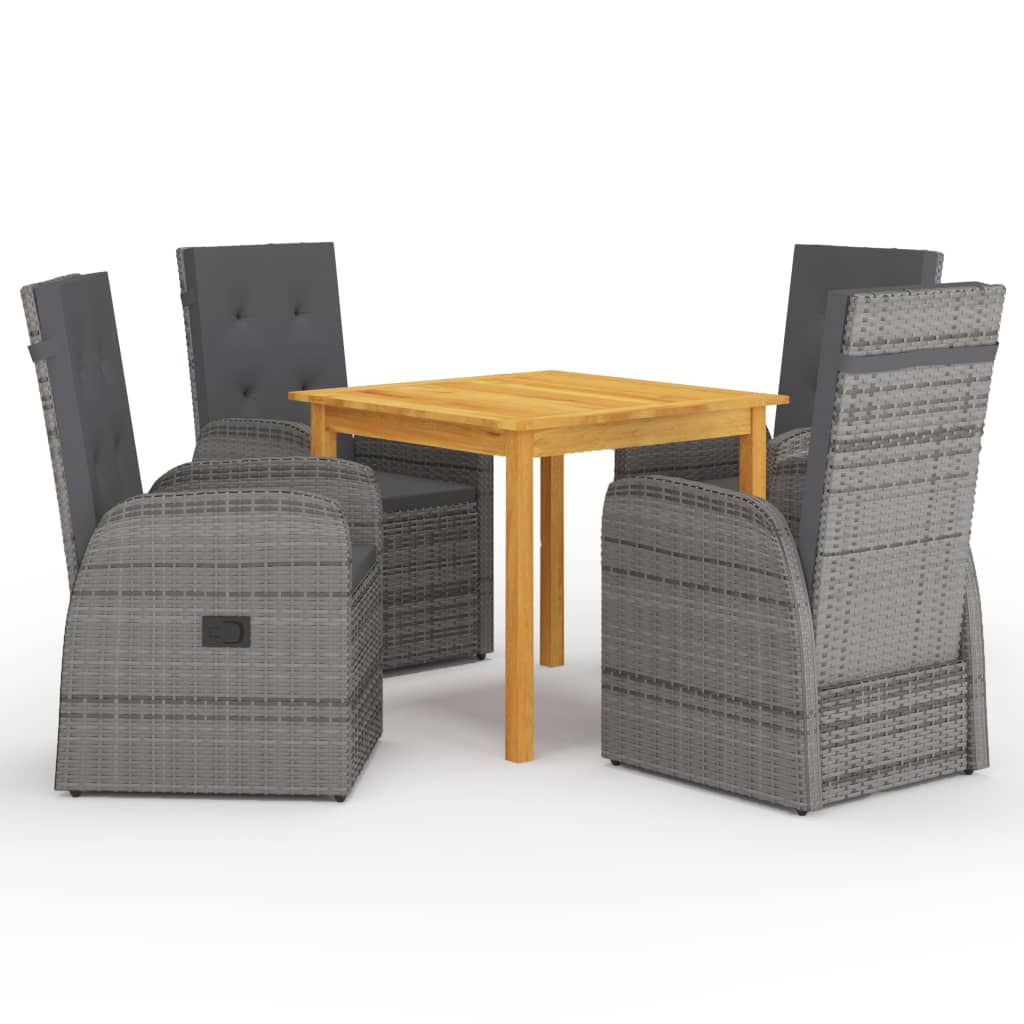 5 Piece Garden Dining Set With Cushions Poly Rattan