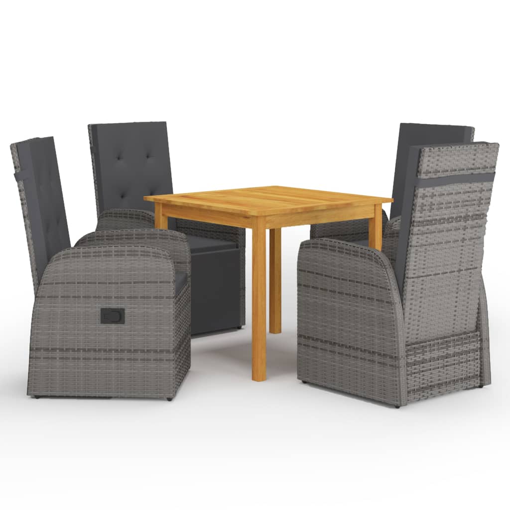 5 Piece Garden Dining Set With Cushions Poly Rattan