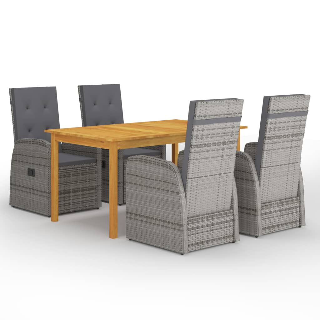 5 Piece Garden Dining Set With Cushions Poly Rattan