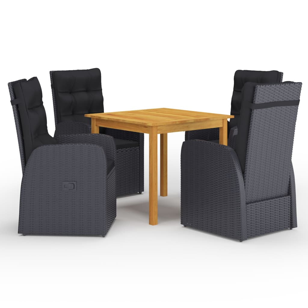 5 Piece Garden Dining Set With Cushions Poly Rattan