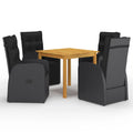 5 Piece Garden Dining Set With Cushions Poly Rattan
