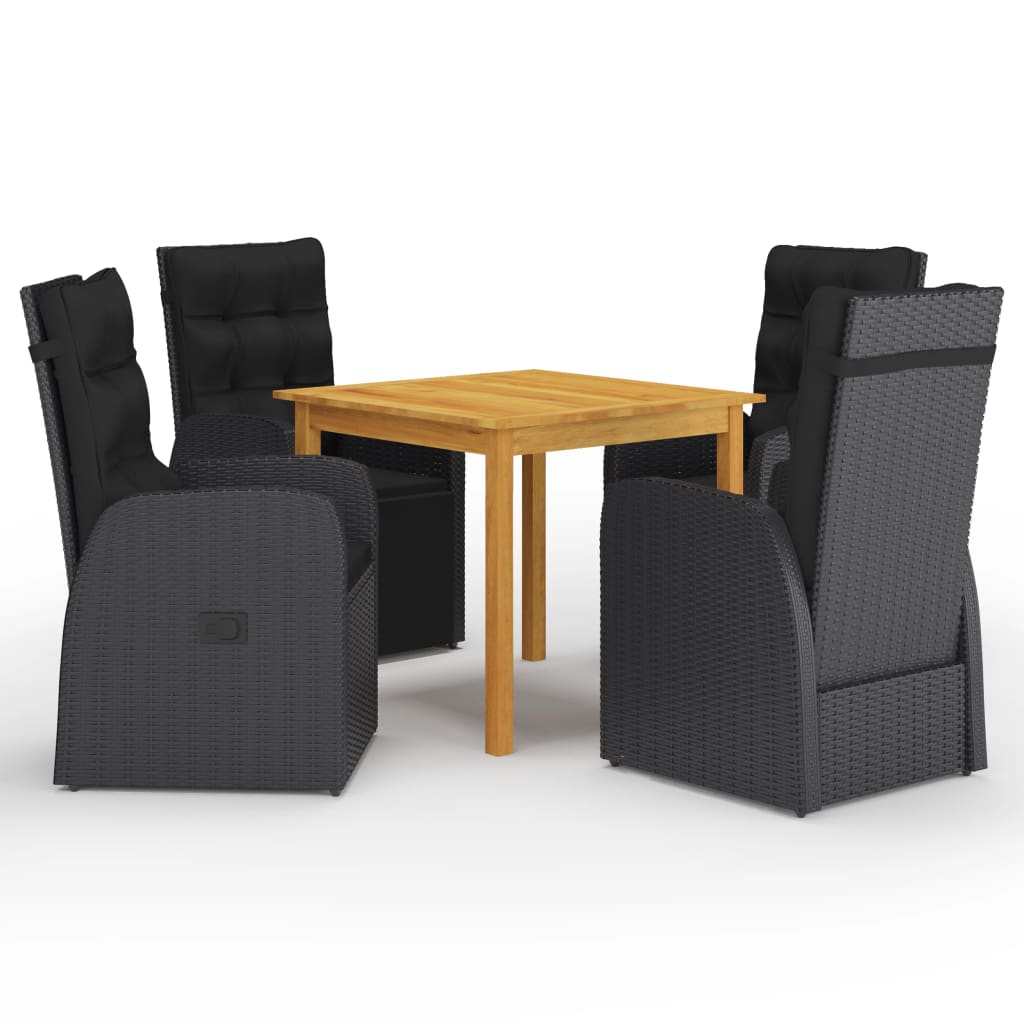 5 Piece Garden Dining Set With Cushions Poly Rattan