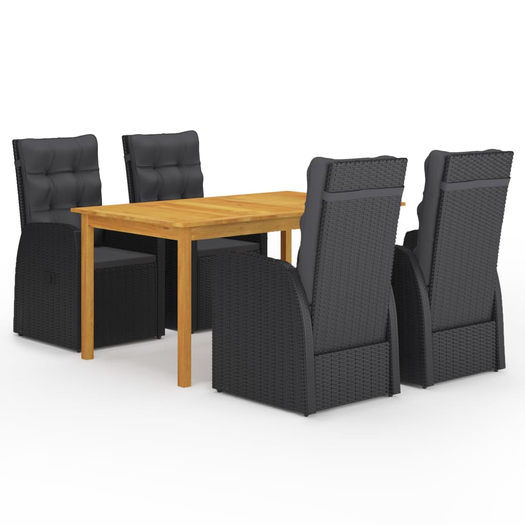 5 Piece Garden Dining Set With Cushions Poly Rattan