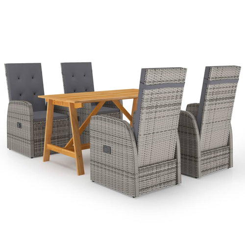 5 Piece Garden Dining Set With Cushions Poly Rattan