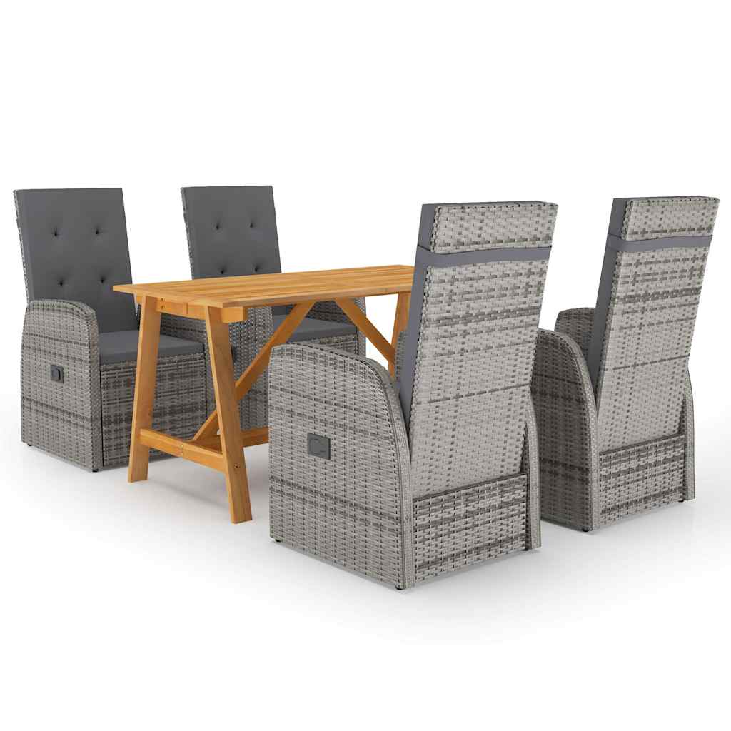 Outdoor Furniture Set 5 Piece Garden Dining Cushions Poly Rattan Grey Black 140