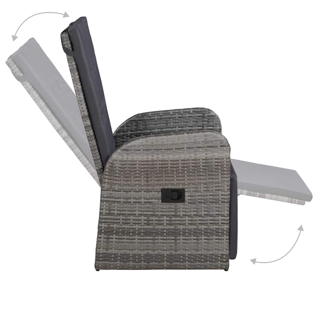 Outdoor Furniture Set 5 Piece Garden Dining Cushions Poly Rattan Grey Black 140