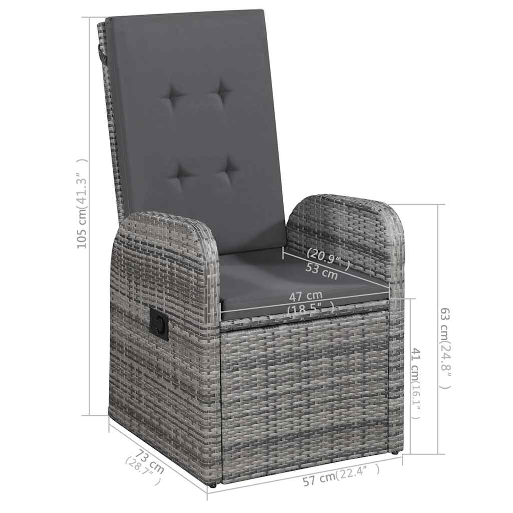 Outdoor Furniture Set 5 Piece Garden Dining Cushions Poly Rattan Grey Black 140