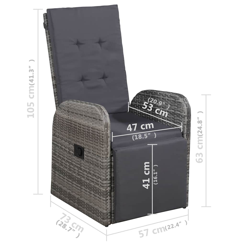 Outdoor Furniture Set 5 Piece Garden Dining Cushions Poly Rattan Grey Black 140