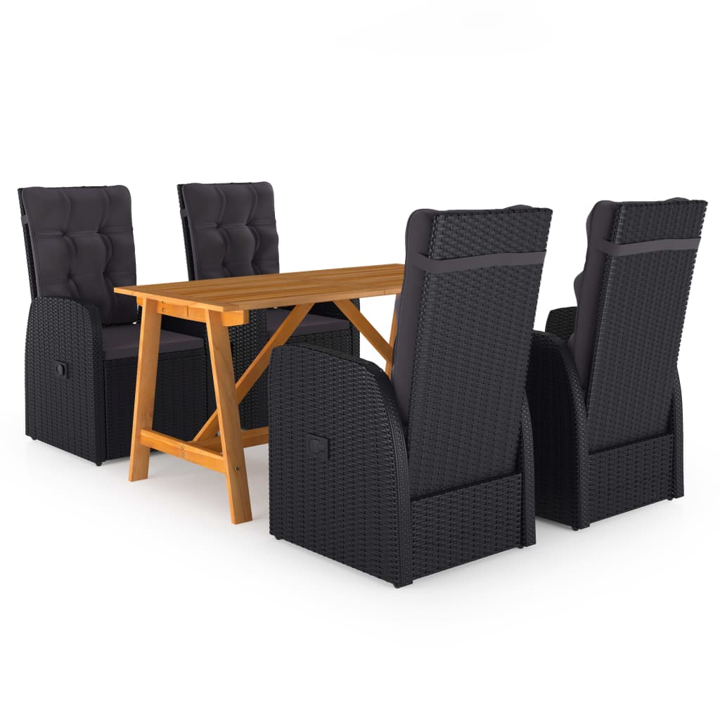 5 Piece Garden Dining Set With Cushions Poly Rattan
