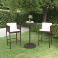 3 Piece Garden Bar Set With Cushions Poly Rattan