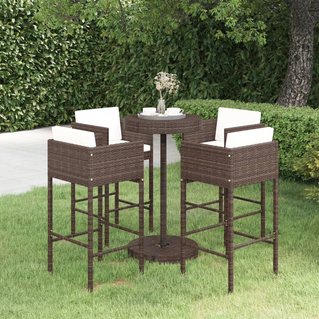 Garden Bar Set | , Cream White | Pe Rattan, Powder-Coated Steel