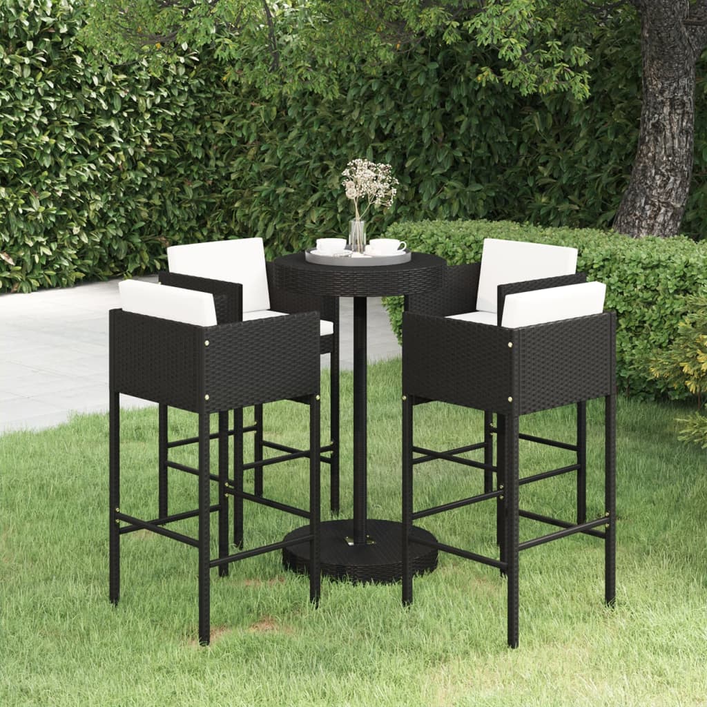 Garden Bar Set | , Cream White | Pe Rattan, Powder-Coated Steel